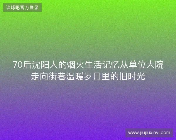 70后沈阳人的烟火生活记忆从单位大院走向街巷温暖岁月里的旧时光